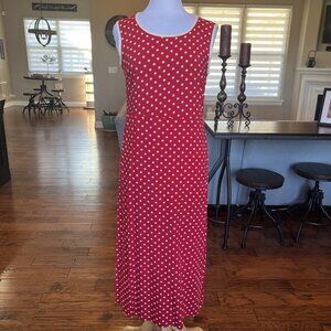 Vtg Lindsey Scott Red White Polka Dot Maxi Dress 10 Sleeveless Disney Minnie USA